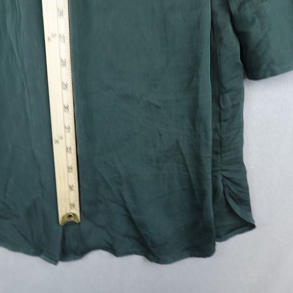 Quince Washable Stretch Silk Shirt Dress Forest Green Womens XL Long Sleeves - Picture 3 of 10